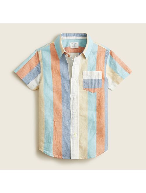 J.Crew Boys' short-sleeve linen-cotton shirt in rainbow stripe