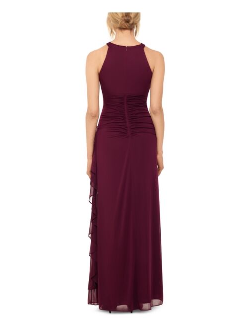 Betsy & Adam Petite Ruched Embellished Gown