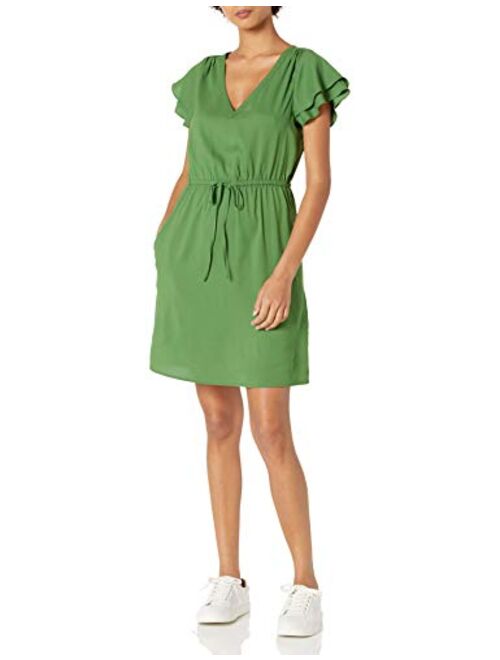 Amazon Brand - Goodthreads Women's Relaxed Fit Georgette Ruffle-Sleeve Dress