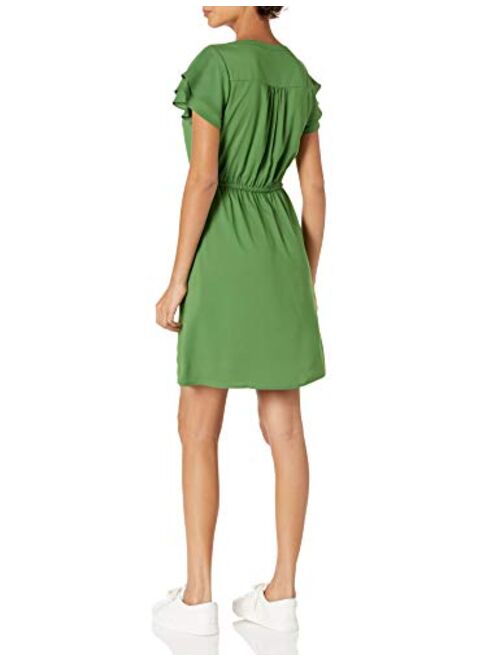 Amazon Brand - Goodthreads Women's Relaxed Fit Georgette Ruffle-Sleeve Dress