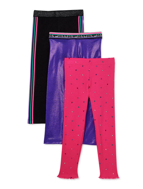 365 Kids From Garanimals Girls Solid And Print Leggings, 3-Pack, Sizes 4-10