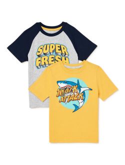 Boys Shark Short Sleeve T-Shirts, 2-Pack, Sizes 4-10