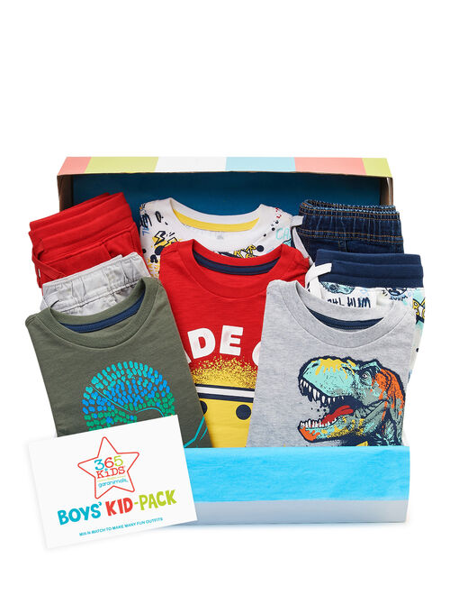 365 Kids from Garanimals Boys’ T-Rex Kid- Pack Gift Box, 8-Piece Outfit Set, Sizes 4- 10