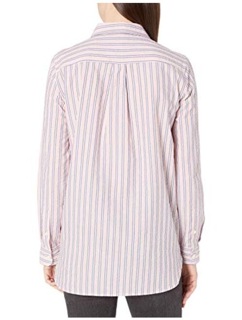 Amazon Brand - Goodthreads Women's Seersucker Long Sleeve Button Front Tunic Shirt
