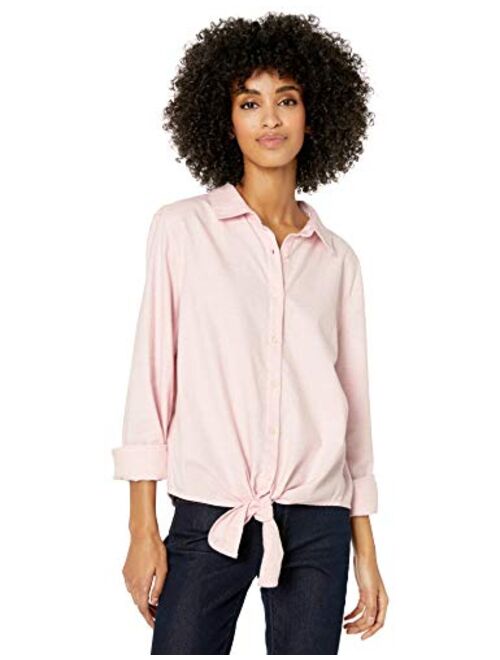 Goodthreads Women's Brushed Twill Tie-Front Shirt