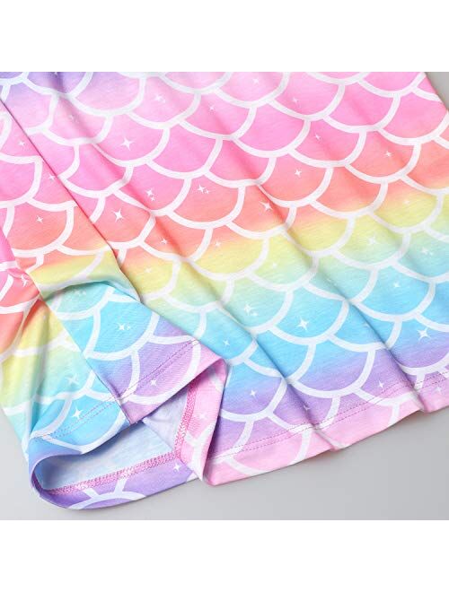 Perfashion Unicorn/Mermaid Nightgowns Matching Girls&Dolls Summer Flutter Sleeve Pajamas