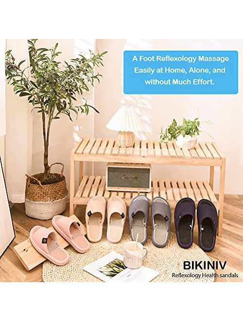 BIKINIV Reflexology & Acupressure Massage Slippers Sandals for Men & Women Home Shoes Shock Absorbing, Cushion Comfort & Arch Support for Better Health (6.5-7 Women/5.5-6