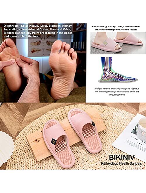 BIKINIV Reflexology & Acupressure Massage Slippers Sandals for Men & Women Home Shoes Shock Absorbing, Cushion Comfort & Arch Support for Better Health (6.5-7 Women/5.5-6