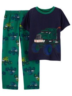Big Boys 2-Piece Trucks Loose Fit T-shirt and Pajama Set