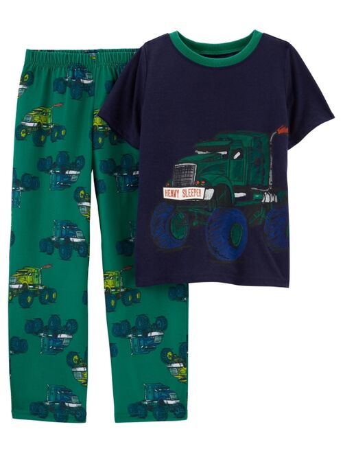 Carter's Big Boys 2-Piece Trucks Loose Fit T-shirt and Pajama Set