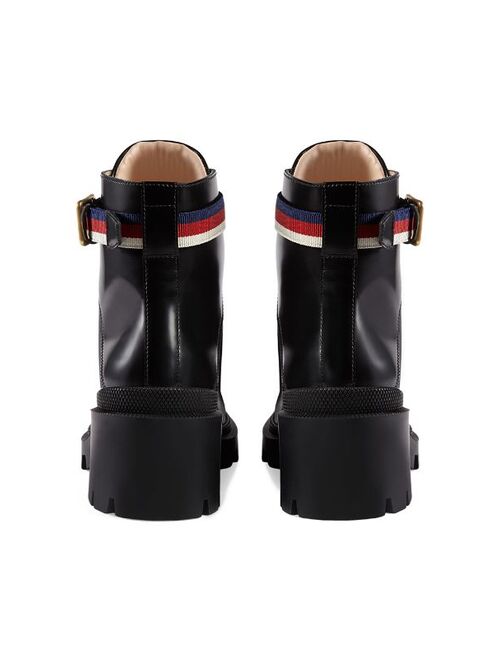 Gucci Leather ankle boot with Sylvie Web