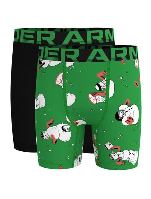 Under Armour Big Boys Holiday Snow and Solid Boxer Briefs Set, Pack of 2