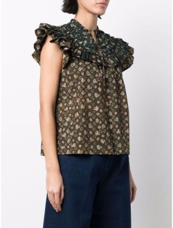 Ulla Johnson Solina geometric-print frilled blouse