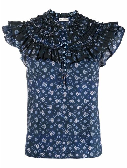 Ulla Johnson Solina geometric-print frilled blouse