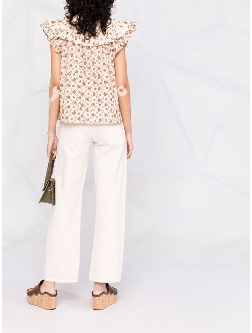 Ulla Johnson Solina geometric-print frilled blouse