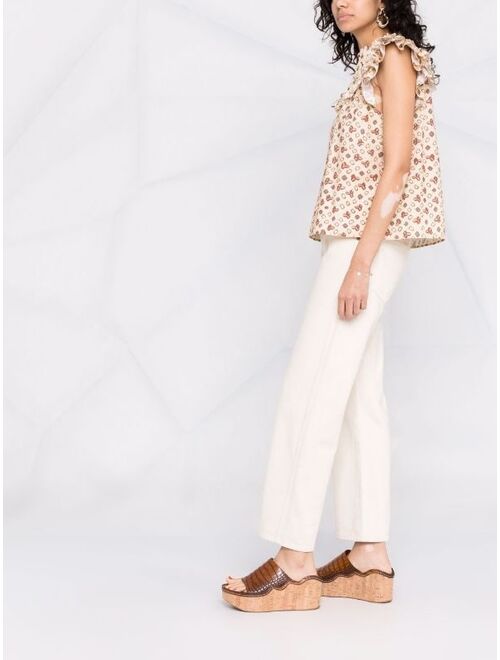 Ulla Johnson Solina geometric-print frilled blouse