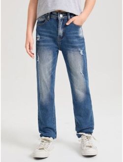 Boys Ripped Cat Whisker Washed Jeans