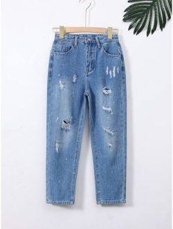 Boys Slant Pocket Ripped Jeans