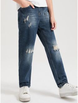 Boys Bleach Wash Ripped Frayed Jeans