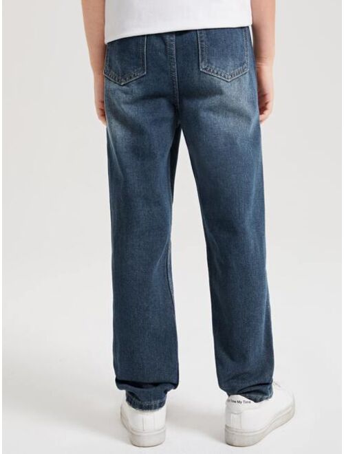 Shein Boys Bleach Wash Ripped Frayed Jeans