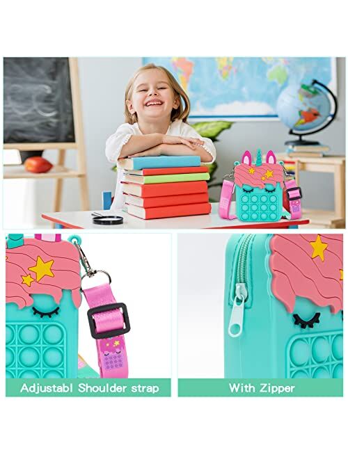 Civan Small Pop Purse, Pop Bag with Unicorn Pop Toy, Shoulder Bag Fidget Toys Pop Fidget Backpack
