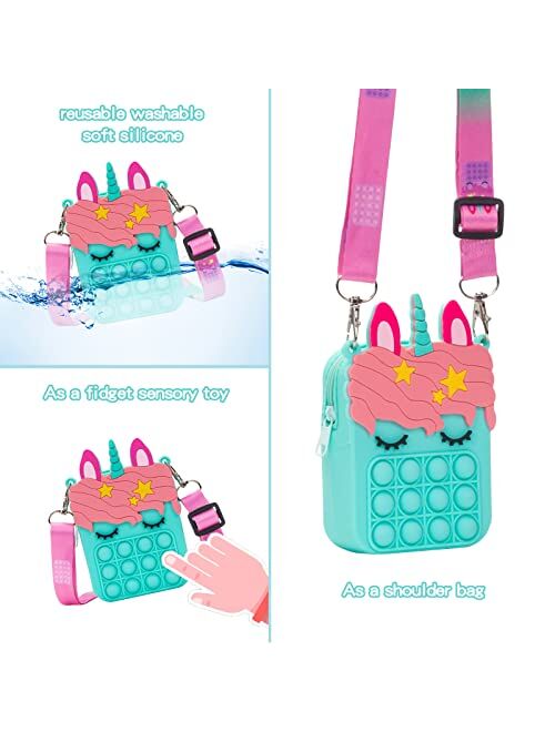 Civan Small Pop Purse, Pop Bag with Unicorn Pop Toy, Shoulder Bag Fidget Toys Pop Fidget Backpack
