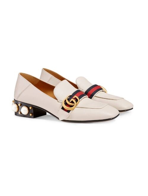 Gucci mid-heel Square toe leather loafer For Women