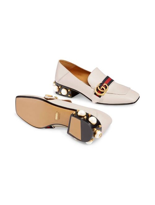 Gucci mid-heel Square toe leather loafer For Women