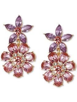Gold-Tone Multi-Crystal Flower Drop Earrings, Created for Macy's