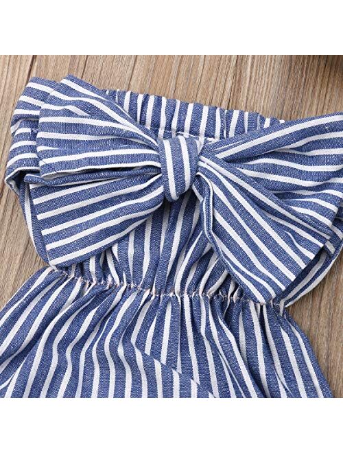 N /D Txlixc 2PC Newborn Baby Girls Clothes Striped Jumpsuit Romper Playsuit Headband Outfits 0-24 Months
