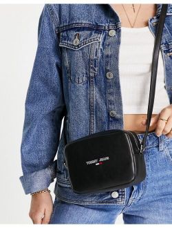 Tommy Jeans pu crossover body bag in black