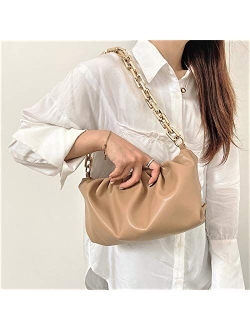 Prime Original Women's Chain Pouch Bag | Cloud-Shaped Dumpling Clutch Purse | Ruched Chain Link Shoulder Handbag