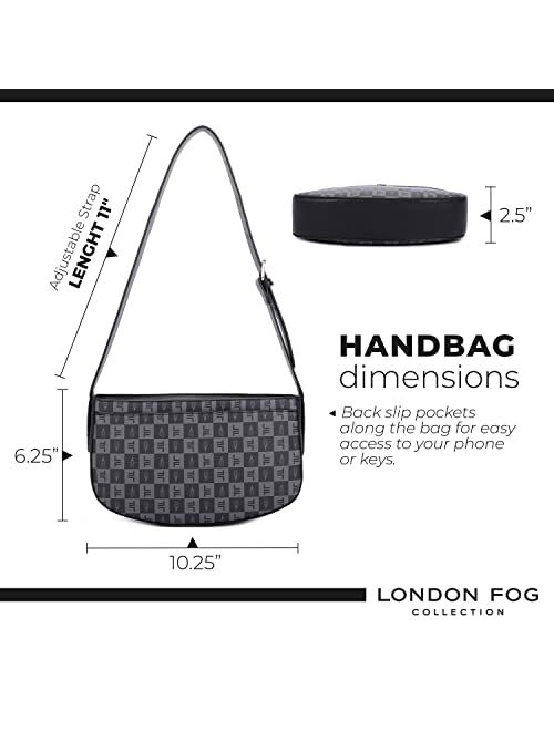 London Fog IRIS Shoulder Bag for Women with Adjustable Strap