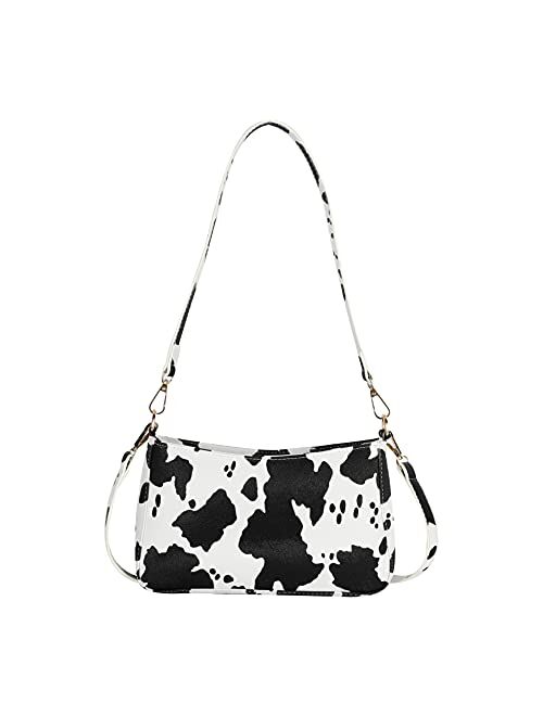 Sunwel Fashion Women's Cow Print Underarm Bag Small Shoulder Bag Crossbody Cluth Purse for Women with Long & Short Straps Lightweight