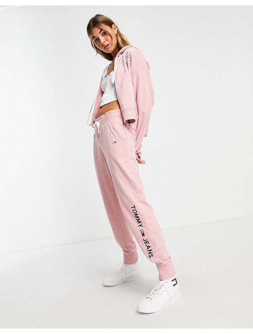 Tommy Hilfiger Tommy Jeans cuffed sweatpants in pale pink - part of a set