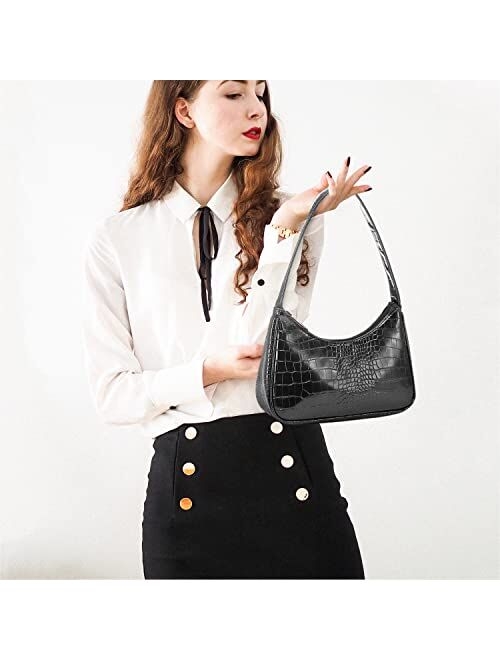 LOVEVOOK Shoulder Bag for Women, Small Purses Croc Pattern Clutch Purse Vegan Leather Little Purse Cute Mini Handbag