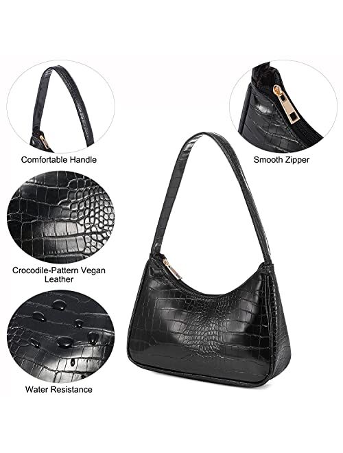 LOVEVOOK Shoulder Bag for Women, Small Purses Croc Pattern Clutch Purse Vegan Leather Little Purse Cute Mini Handbag
