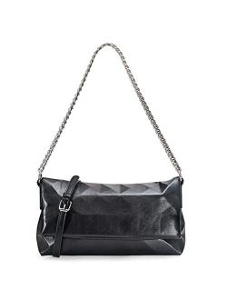 Kooijnko Women Chain Handbag, Shoulder Crossbody Hobo Purse Foldable Small Messenger Clutch Satchel Bag