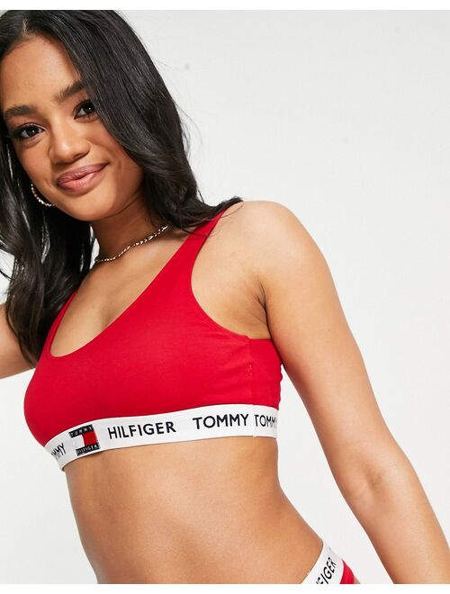 Tommy Hilfiger 85 logo unlined bralette in red