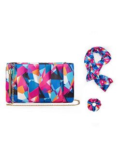 JURLEA Fashion Clutch Purse Silk Shoulder Tote Bags Colorful Crossbody Bags for Women Top-Handle Handbags (mh2)