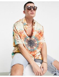 boxy oversized shirt in kaleidoscope floral print