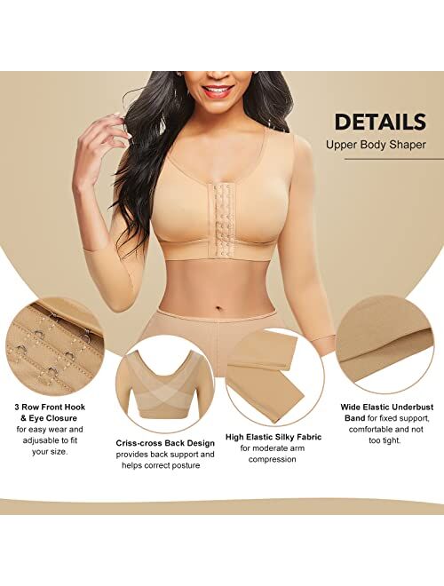 FeelinGirl Arm Shaper for Women Post Surgery Compression Sleeves Slimming Arm Faja Arm Lipo Garments