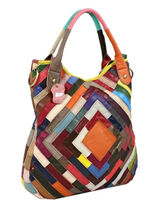 Heshe Womens Sheepskin Leather Handbags Fashion Shoulder Bag Tote Purses