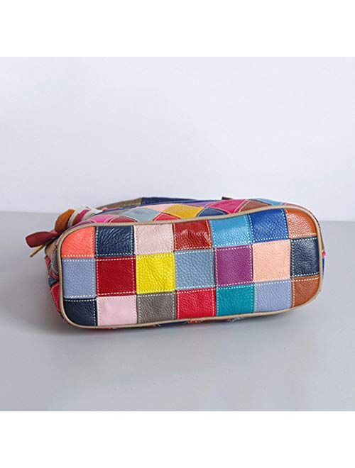 Segater® Women's Multicolor Tote Handbag Genuine Leather Color matching Design Hobo Crossbody Shoulder Bag Purses