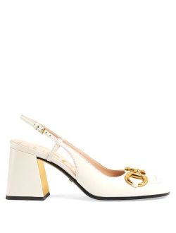 Horsebit mid-heel slingback pumps