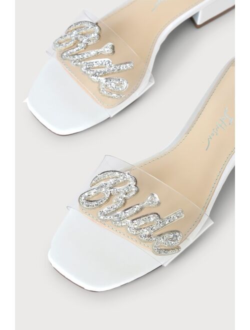 Betsey Johnson SB-Thyme Ivory Satin Glitter High Heel Slide Sandals