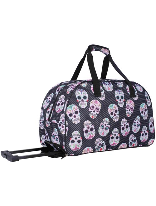 Betsey Johnson Designer Carry On Luggage Collection - Lightweight Pattern 22 Inch Wheeled Duffle Bag