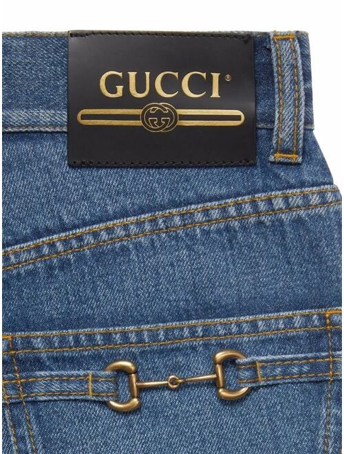 Gucci logo-patch denim shorts