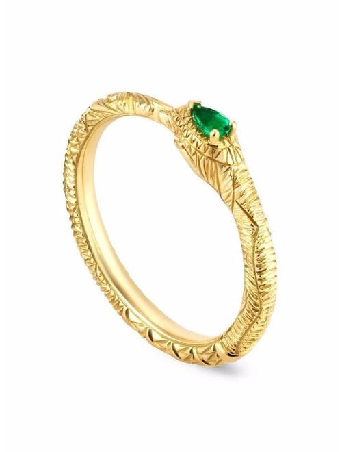 Gucci 18kt yellow gold Ouroboros emerald ring