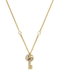 Double G crystal-embellished key necklace